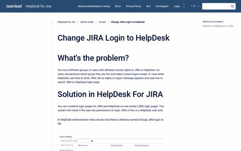 Change JIRA Login to HelpDesk - Teamlead Documentation