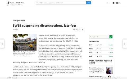 EWEB suspending disconnections, late fees - MSN.com