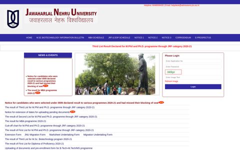 JNU Admissions - Jawaharlal Nehru University