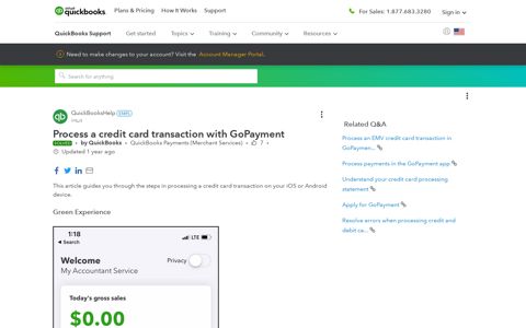 Process a credit card transaction with GoPayment - QuickBooks