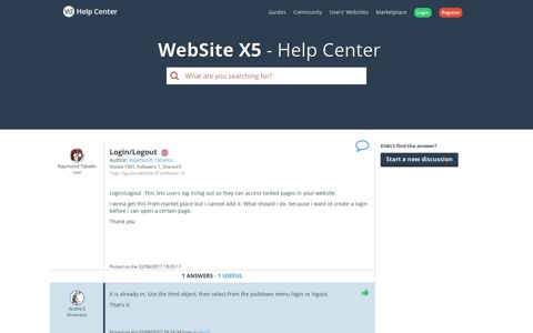 Login/Logout - WebSite X5 Help Center