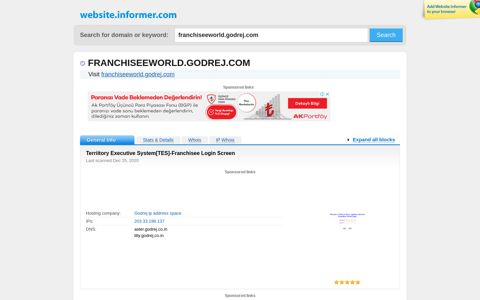 franchiseeworld.godrej.com at WI. Terriitory Executive System ...
