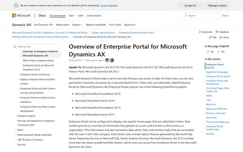 Overview of Enterprise Portal for Microsoft Dynamics AX ...