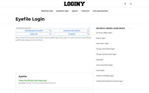 Eyefile Login ✔️ One Click Login - Loginy