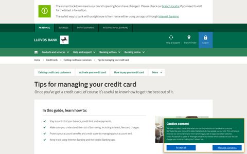 Tips for Managing Your Credit Card | Lloyds Bank