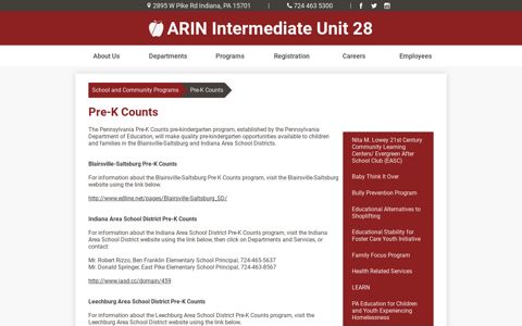 Pre-K Counts – School and Community Programs – ARIN IU28