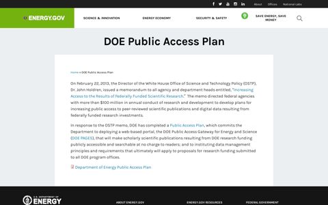 DOE Public Access Plan | Department of Energy