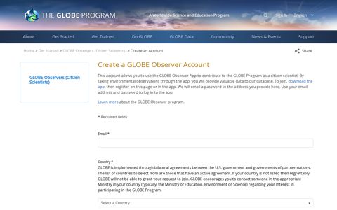 Create a GLOBE Observer Account - GLOBE.gov