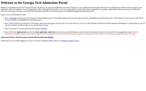 the Georgia Tech Admissions Portal