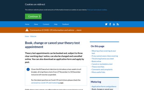 Book, change or cancel your theory test appointment | nidirect