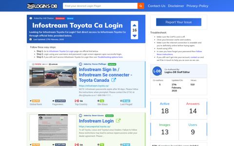 Infostream Toyota Ca Login - Logins-DB