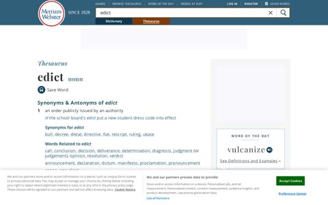 Edict Synonyms, Edict Antonyms | Merriam-Webster Thesaurus