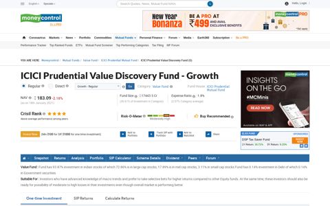 ICICI Prudential Value Discovery Fund - Growth [173.13 ...