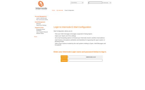 Internode E-Mail Configuration - Login