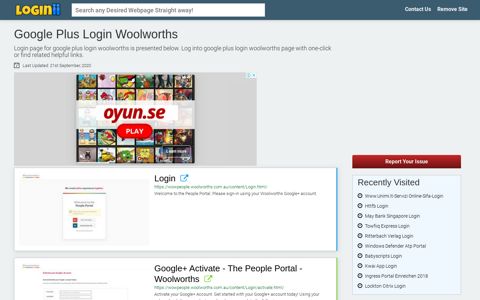 Google Plus Login Woolworths