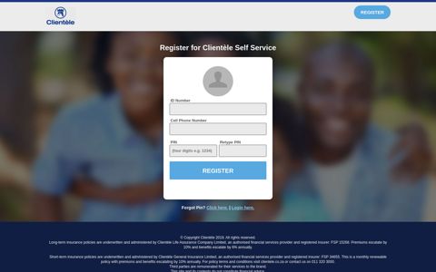 Register for Clientèle Self Service - selfservice@clientele.co.za