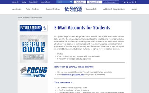 E-Mail Accounts for Students | Kilgore College