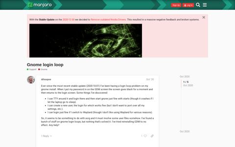 Gnome login loop - Gnome - Manjaro Linux Forum