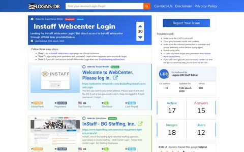Instaff Webcenter Login - Logins-DB