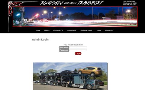 Admin Login - Roadside Transport