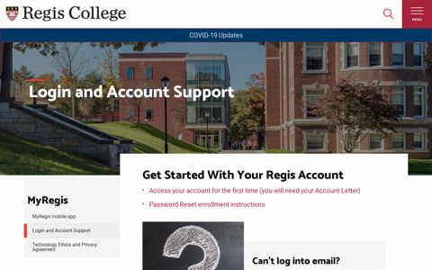 Login and Account Support | Regis College