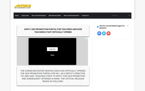 Apply: GES Promotion Portal For Teaching And Non Teaching ...