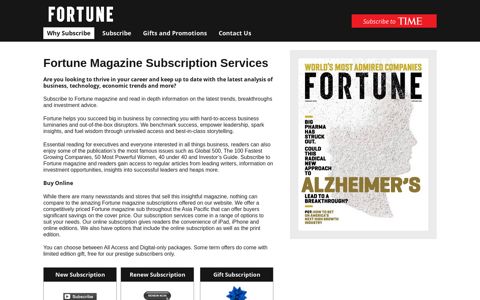 Fortune Magazine Subscription Services - Time