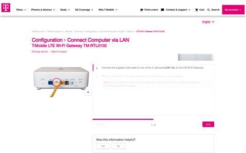 Configuration | Connect Computer via LAN - T-Mobile