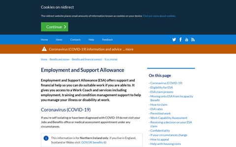 Employment and Support Allowance | nidirect