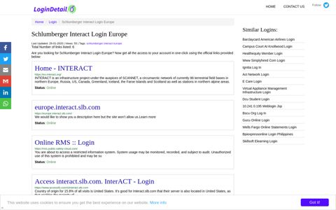 Schlumberger Interact Login Europe Home - INTERACT ...