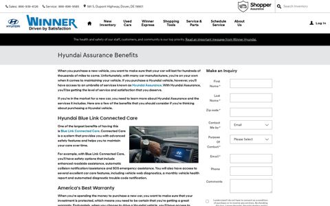 Hyundai Assurance Benefits | Winner Hyundai Dover DE
