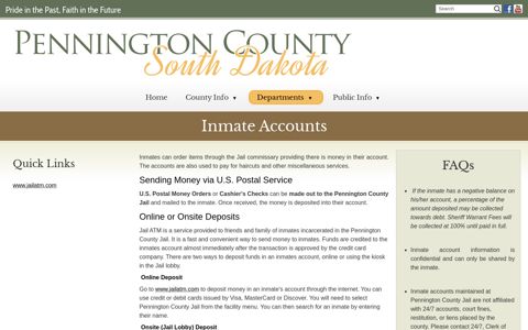 Inmate Accounts - Pennington County, South Dakota