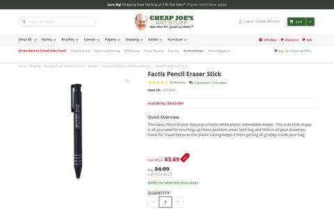 Factis Pencil Eraser - Cheap Joe's Art Stuff