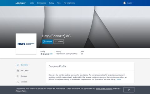 Hays (Schweiz) AG - 49 job offers on jobs.ch