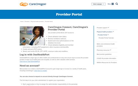 Provider Portal login - CareOregon