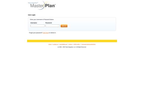 User Login - MasterPlan