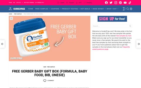 FREE Gerber Baby Gift Box (Formula, Baby Food, Bib, Onesie ...