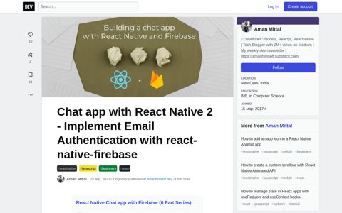 Chat app with React Native 2 - Implement Email ...