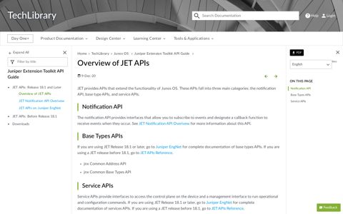 Overview of JET APIs - TechLibrary - Juniper Networks