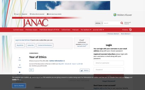 Year of Ethics : Journal of the Association of Nurses in AIDS ...