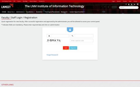 Faculty / Staff Login / Registration - Welcome to LNMIIT, Jaipur