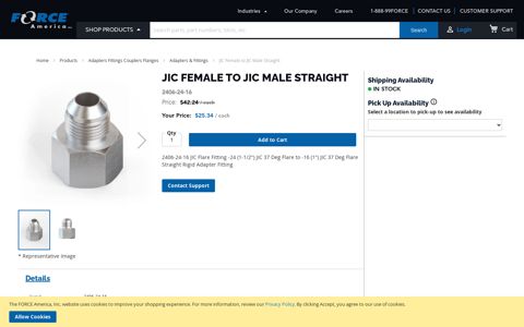 Adapters & Fittings - JIC Female to JIC Male | FORCE America