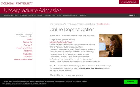 Online Deposit Option - Fordham University