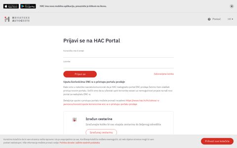 Prijava korisnika - HAC Portal