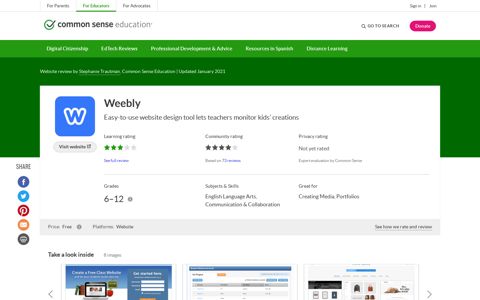 Weebly Review for Teachers | Common Sense Education