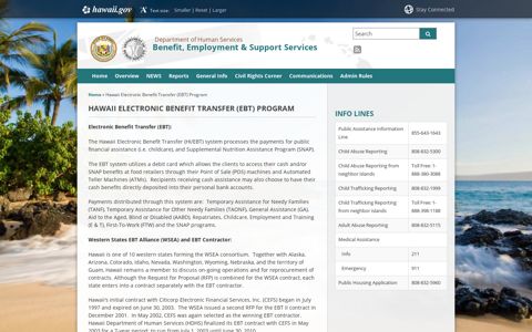 Hawaii Electronic Benefit Transfer (EBT) Program