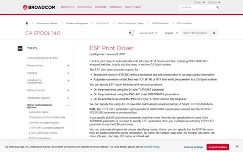 ESF Print Driver - Broadcom TechDocs