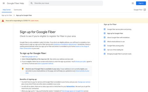 Sign up for Google Fiber - Google Fiber Help - Google Support