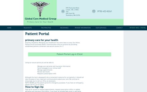 PATIENT INFO / PORTAL | Global Care Medical