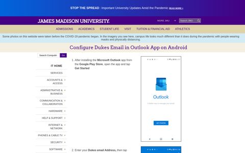 Configure Dukes Email in Outlook ... - James Madison University